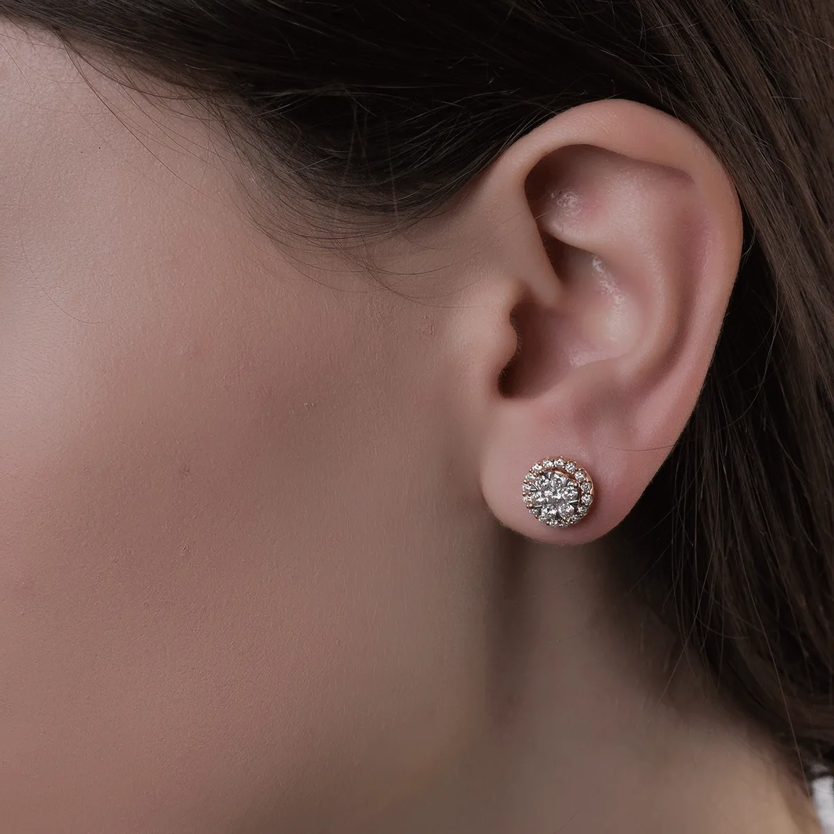 Cercei din aur roz cu diamante de 1ct