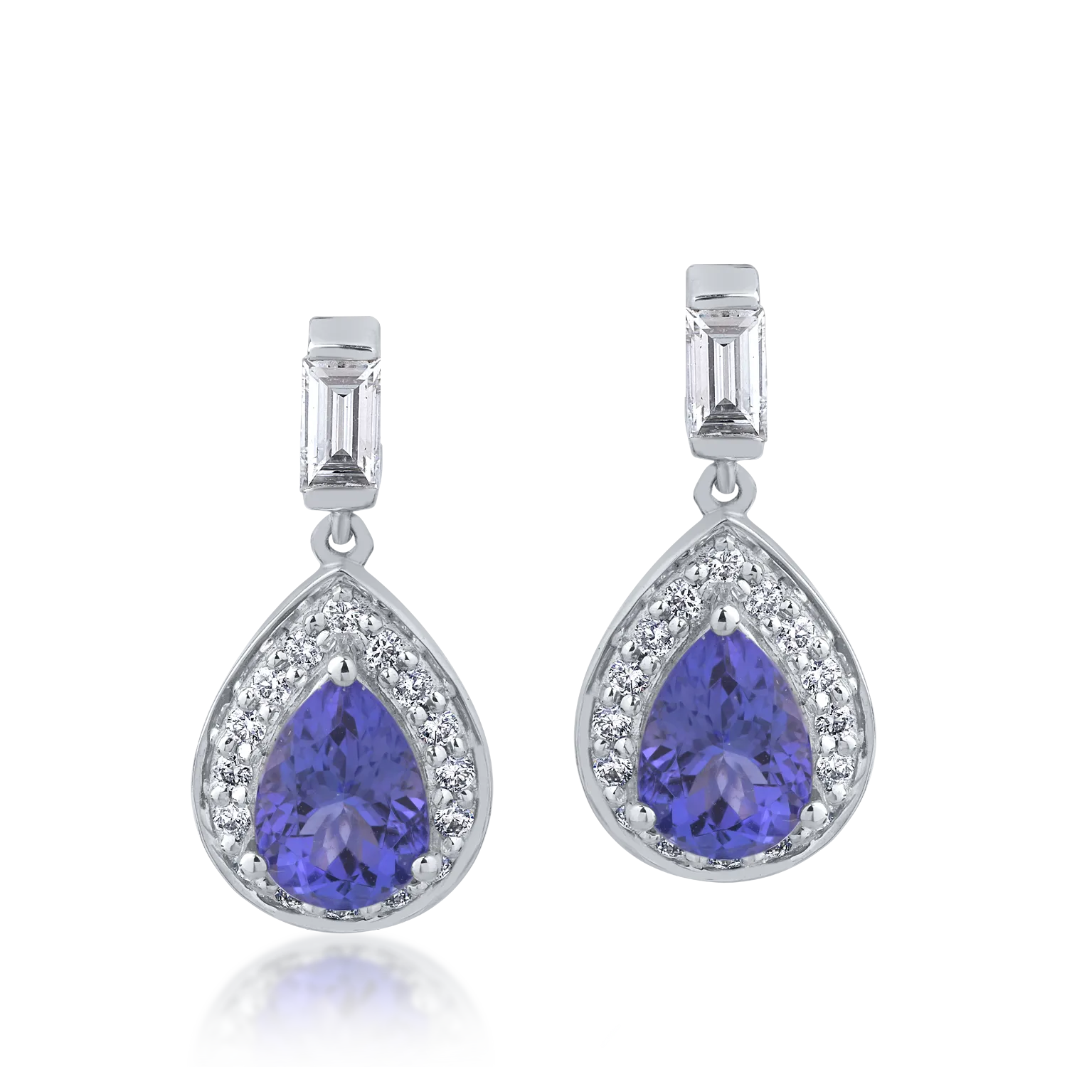 18K white gold earrings with 1.592ct tanzanites and 0.413ct diamonds