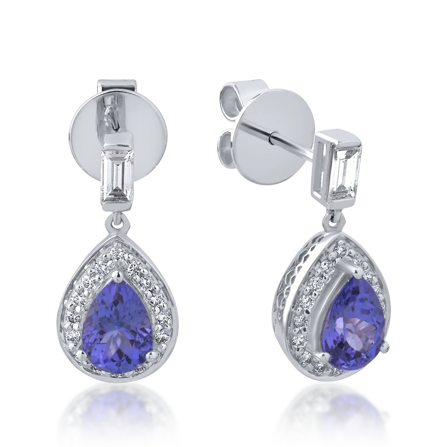 18K white gold earrings with 1.592ct tanzanites and 0.413ct diamonds