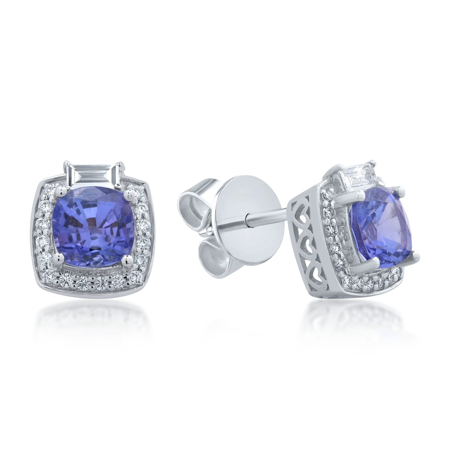 18K white gold earrings with 2.2ct tanzanites and 0.367ct diamonds