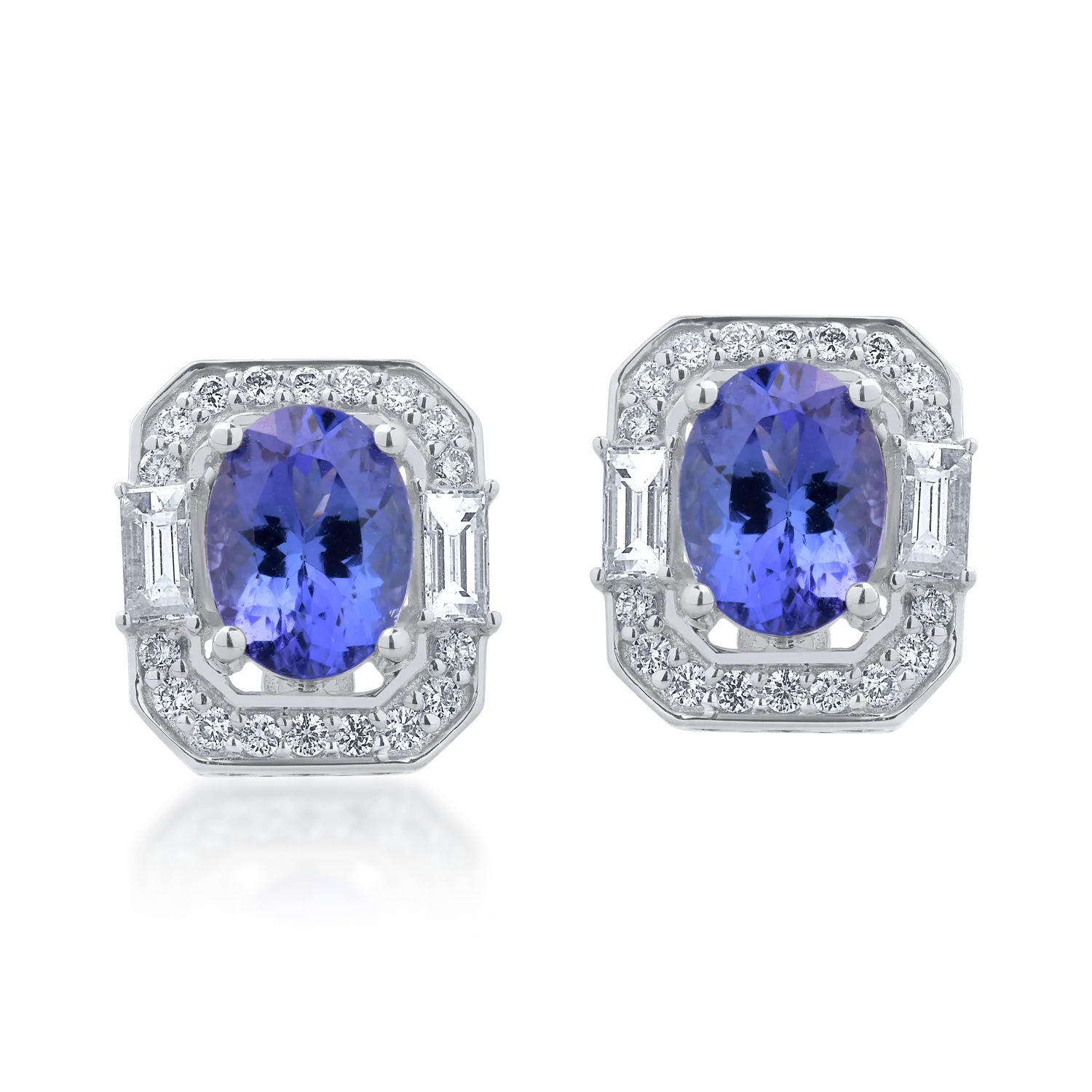 18K white gold earrings with 2.74ct tanzanites and 0.731ct diamonds