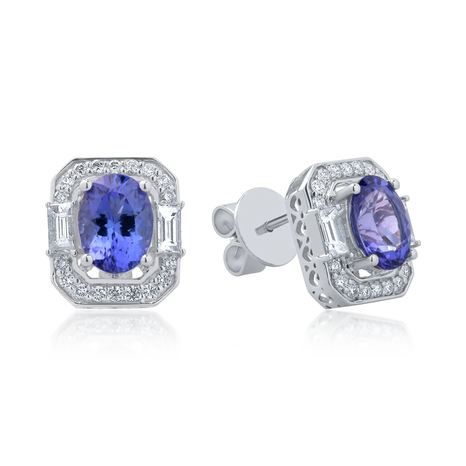 18K white gold earrings with 2.74ct tanzanites and 0.731ct diamonds