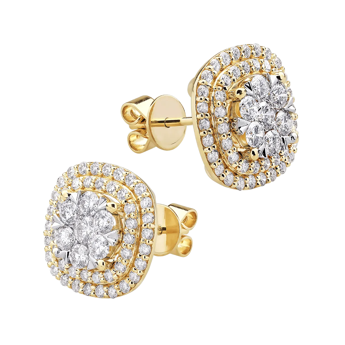 Cercei din aur galben cu diamante de 1.5ct