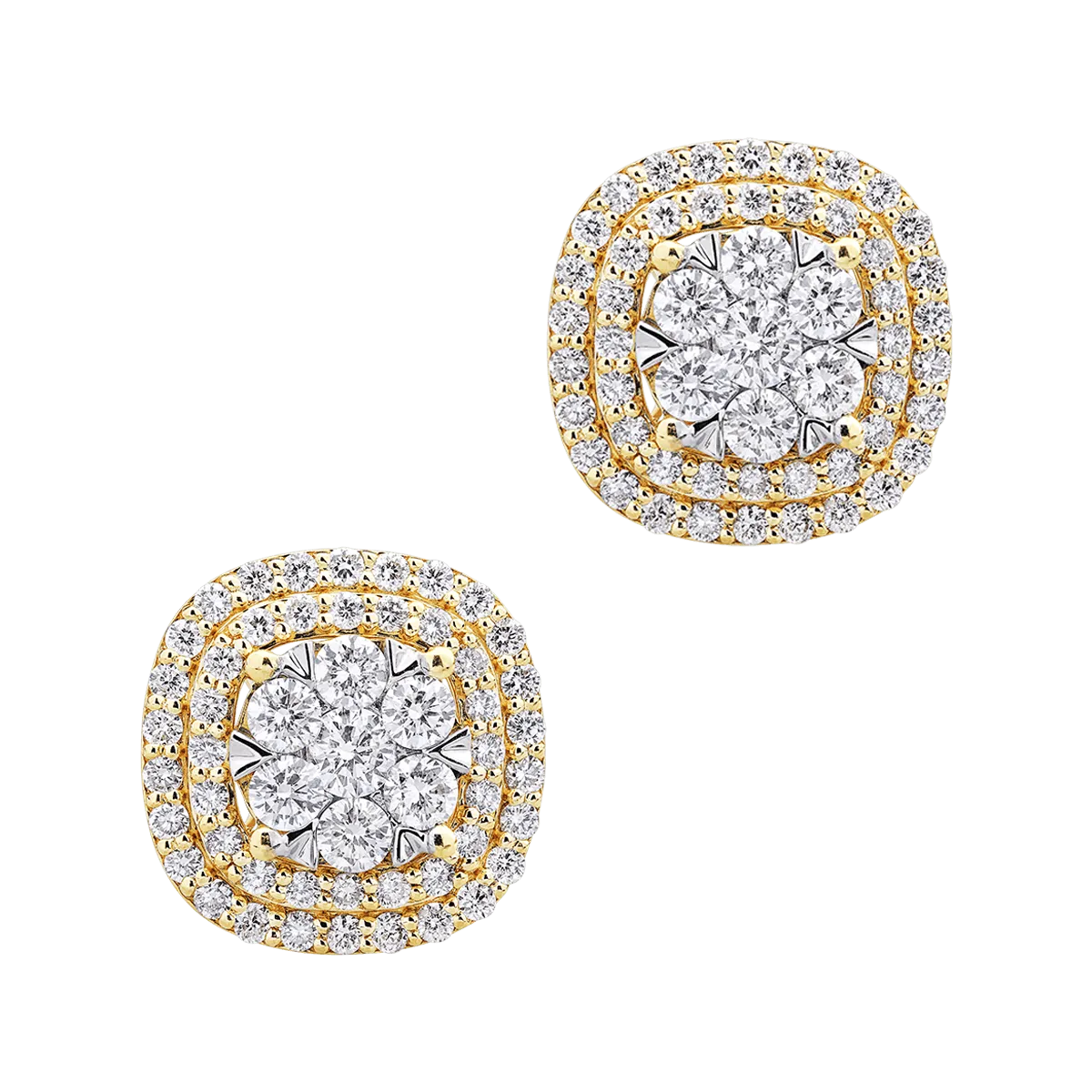 18K yellow gold earrings with 1.5ct diamonds