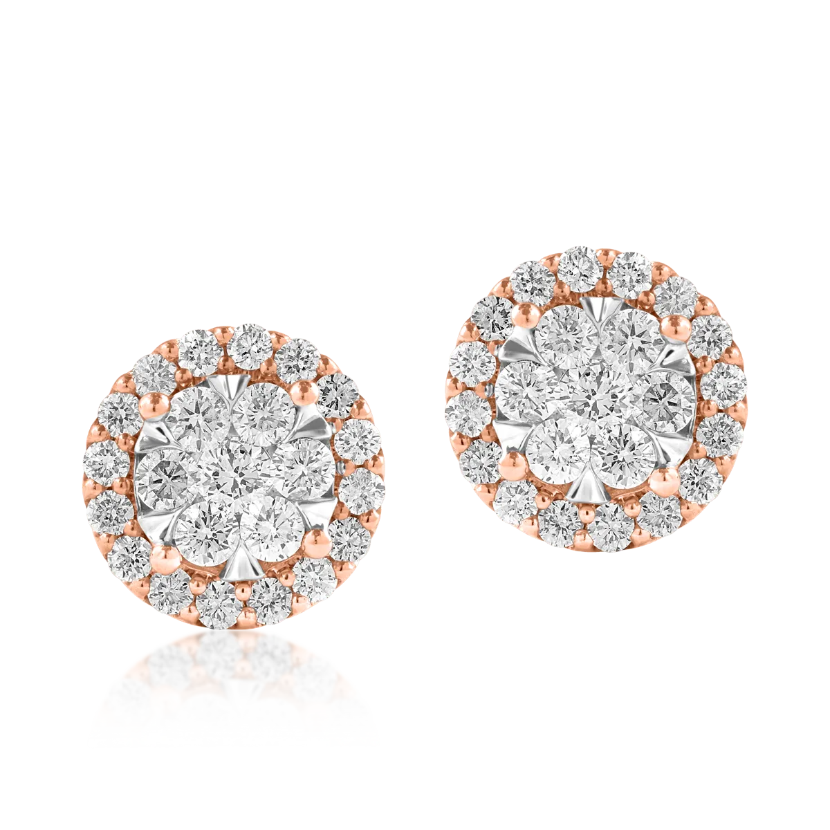 Cercei din aur alb-roz de 18K cu diamante de 1ct-122329