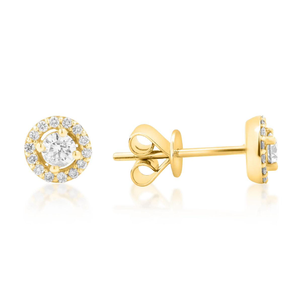 Cercei din aur galben cu diamante de 0.34ct