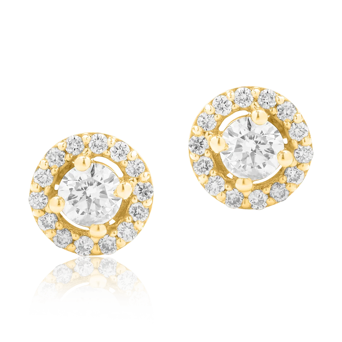 Cercei din aur galben de 18K cu diamante de 0.34ct
