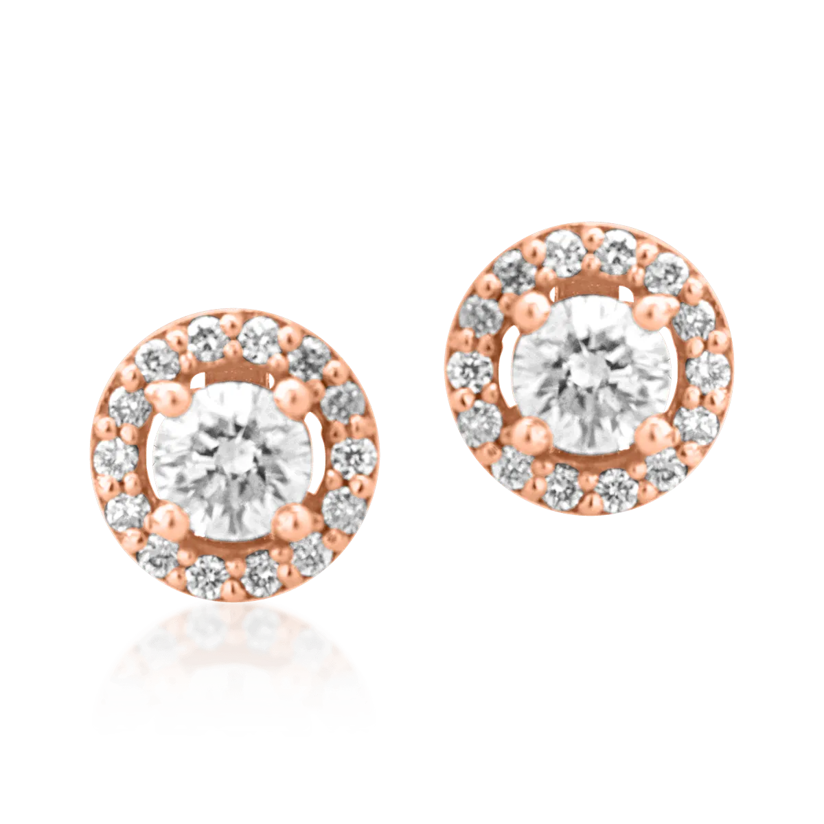 Cercei din aur roz cu diamante de 0.34ct