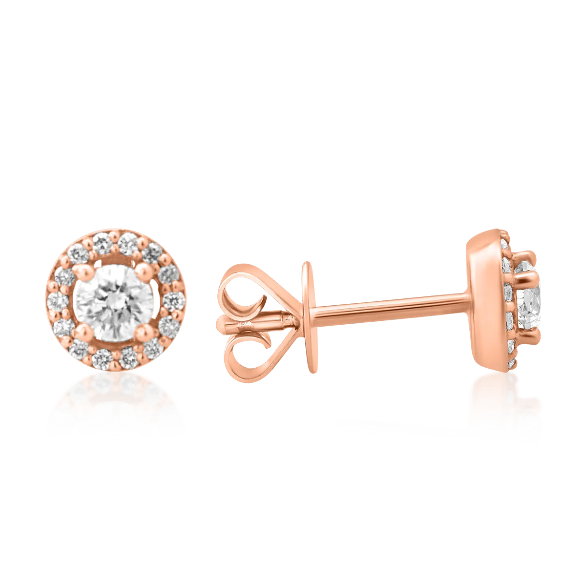 Cercei din aur roz cu diamante de 0.34ct