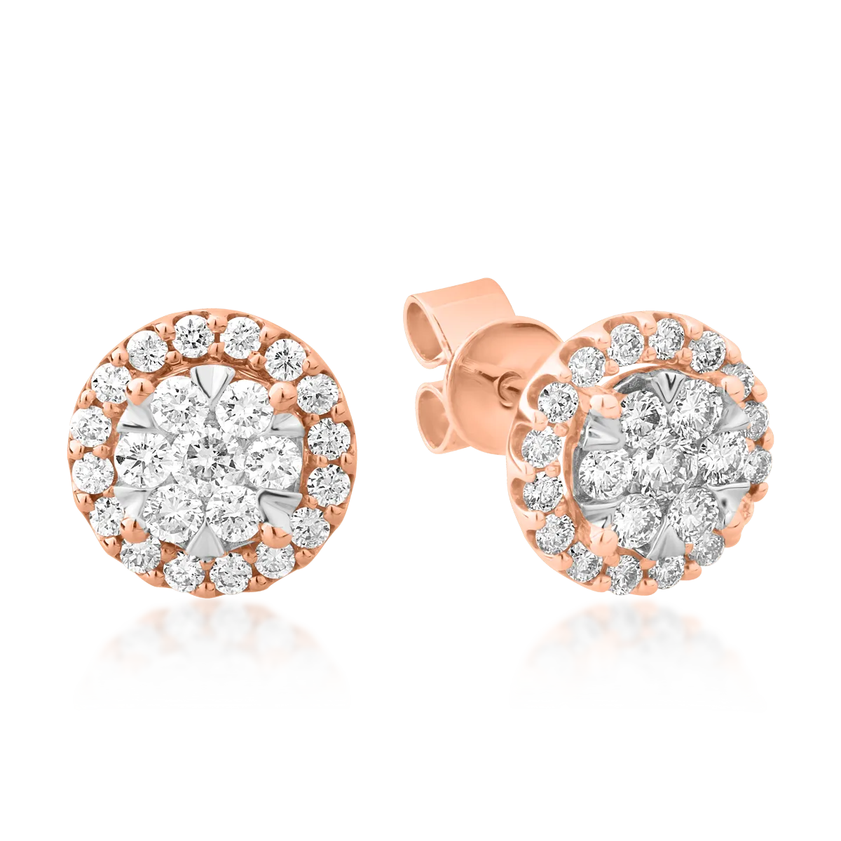 Cercei din aur roz de 18K cu diamante de 0.5ct