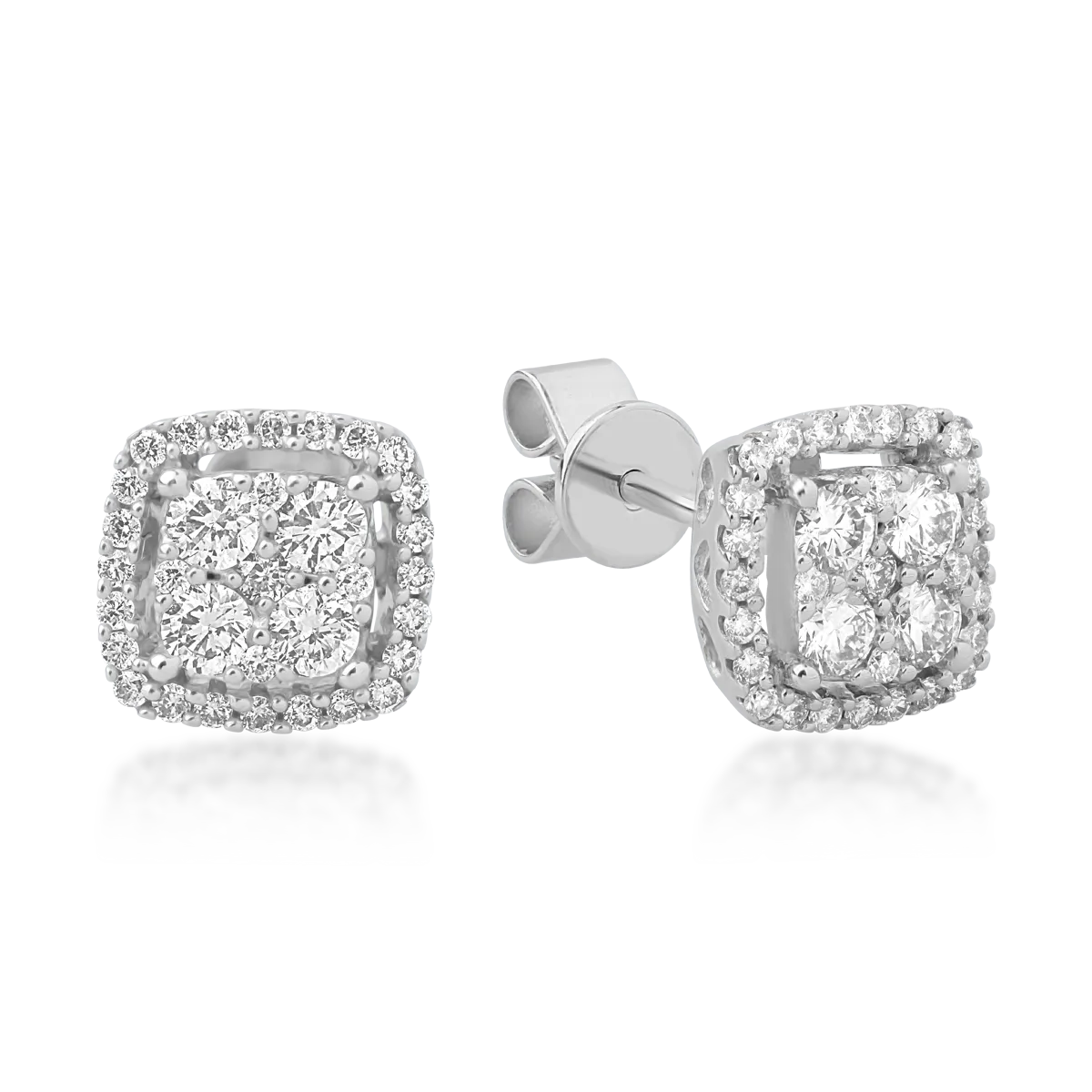 Cercei din aur alb de 18K cu diamante de 0.451ct