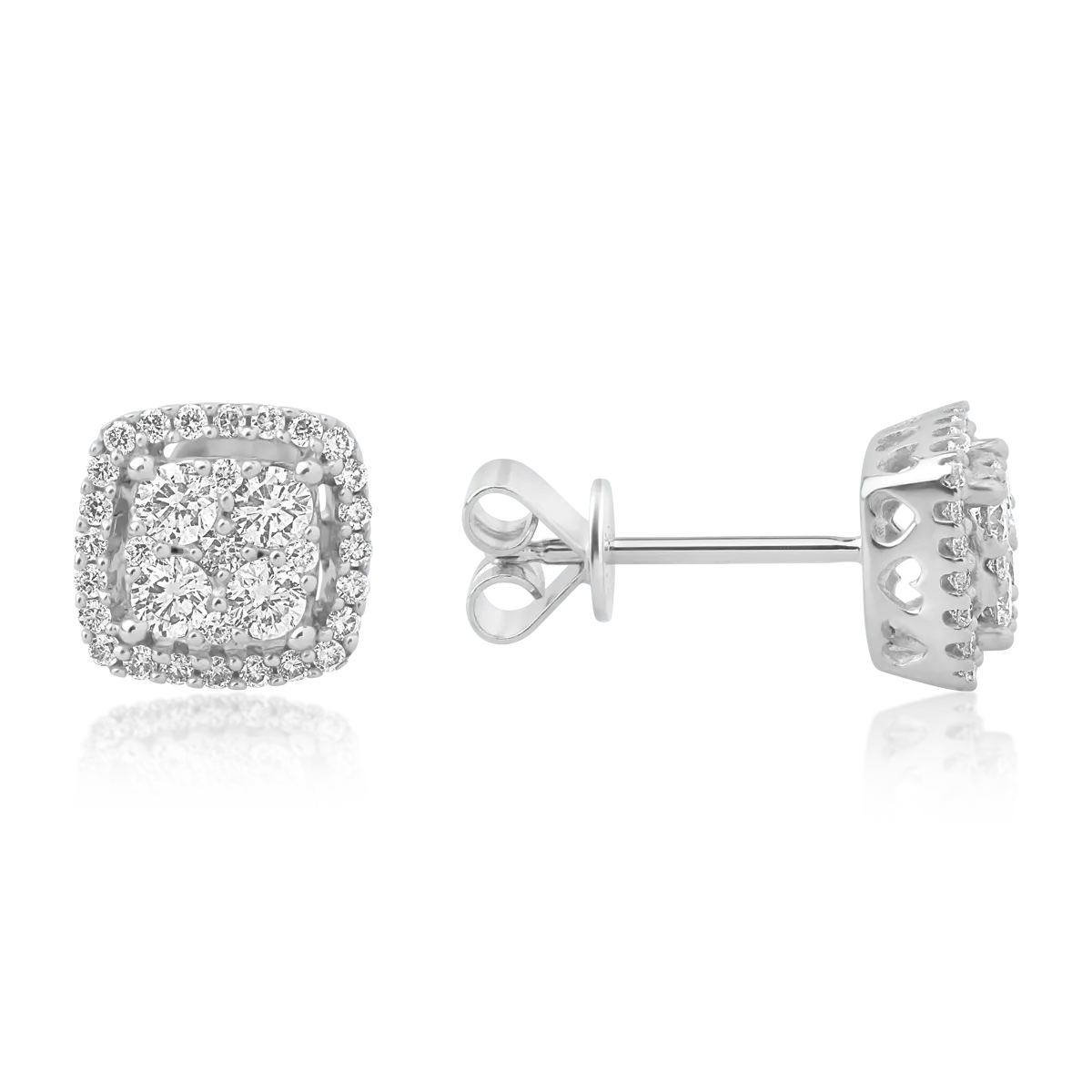 Cercei din aur alb de 18K cu diamante de 0.451ct