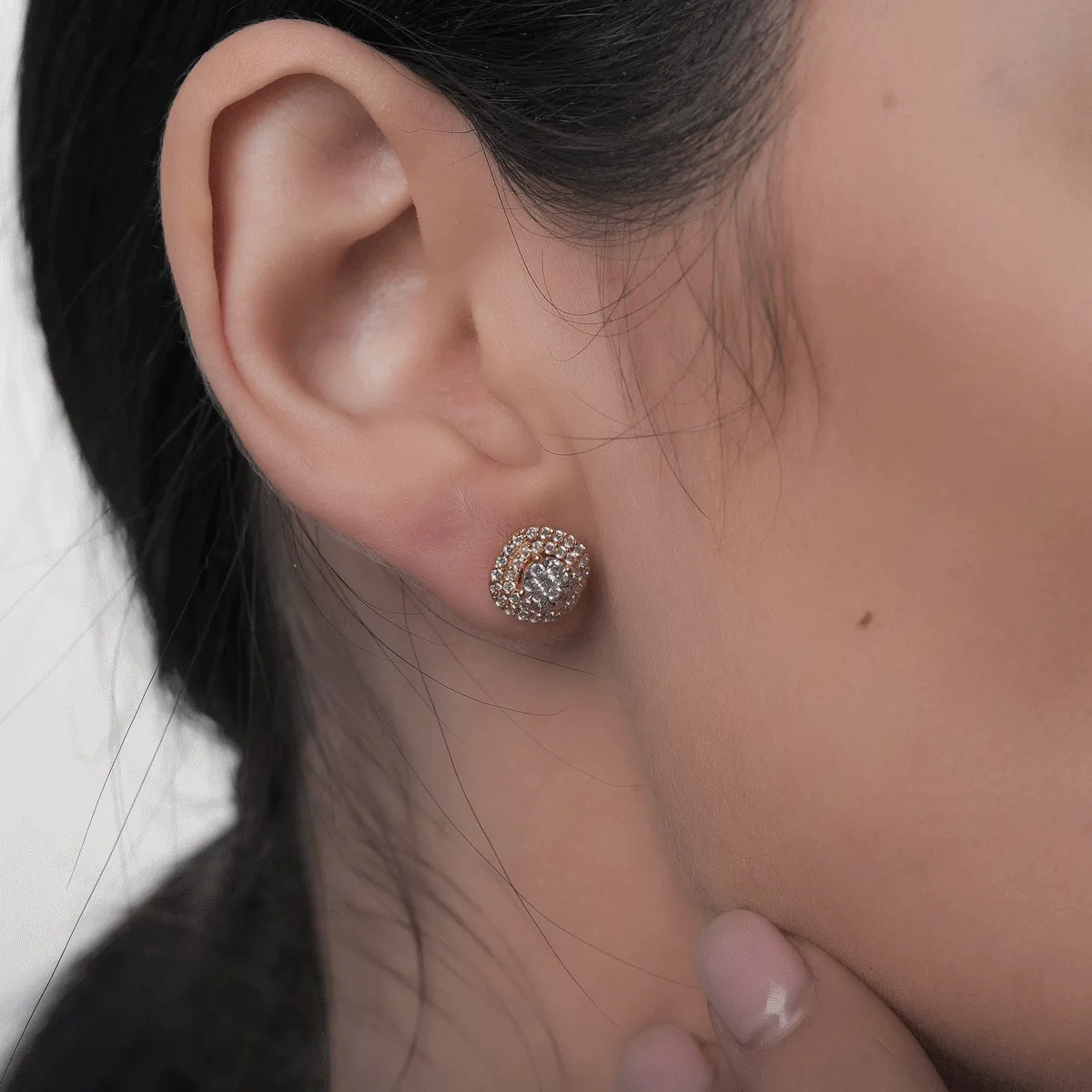 Cercei din aur roz de 18K cu diamante de 1ct