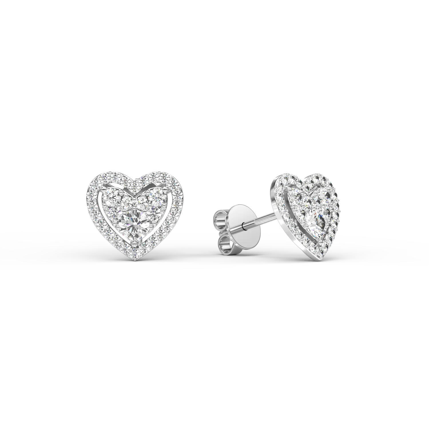 18K white gold heart earrings with 0.5ct diamonds