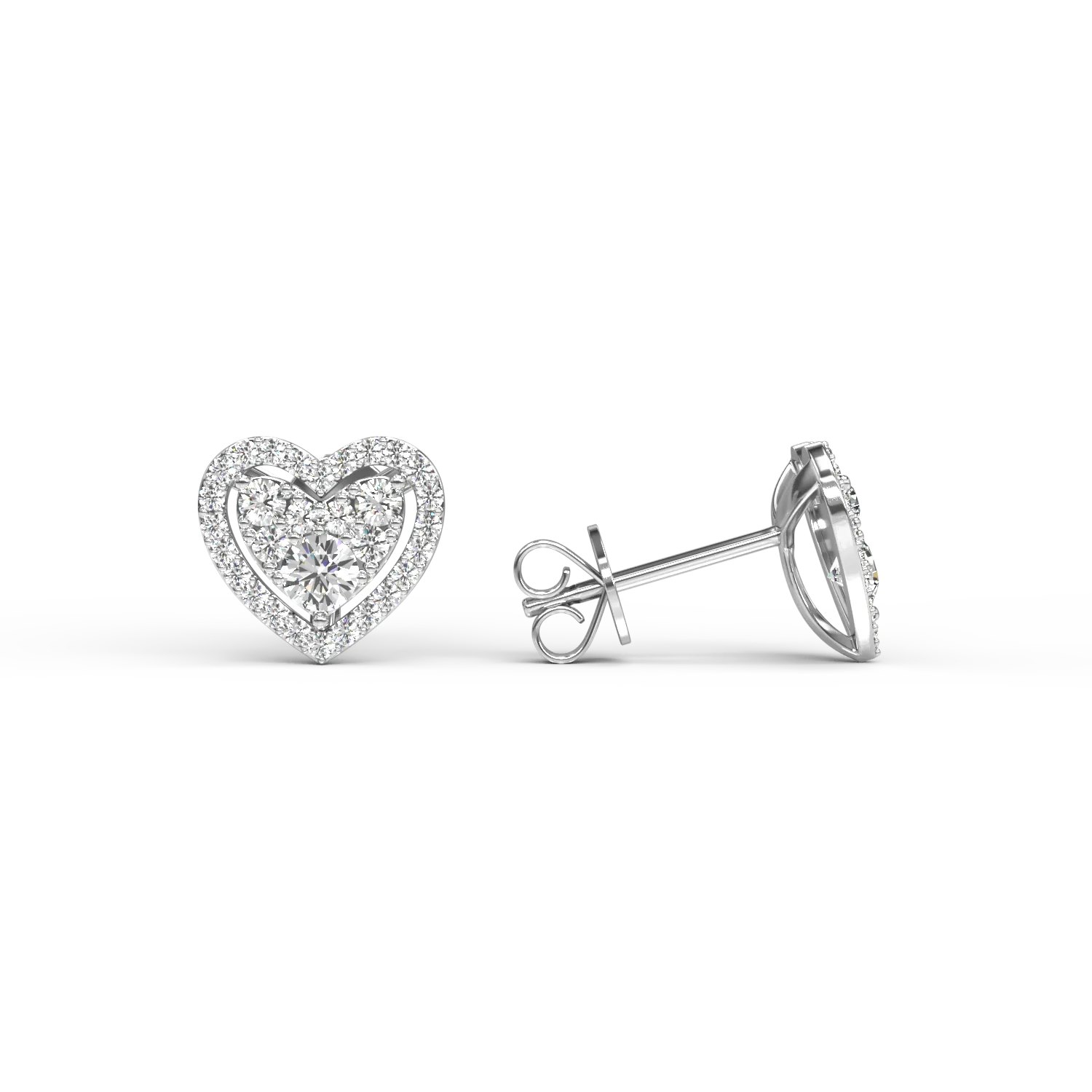 18K white gold heart earrings with 0.5ct diamonds