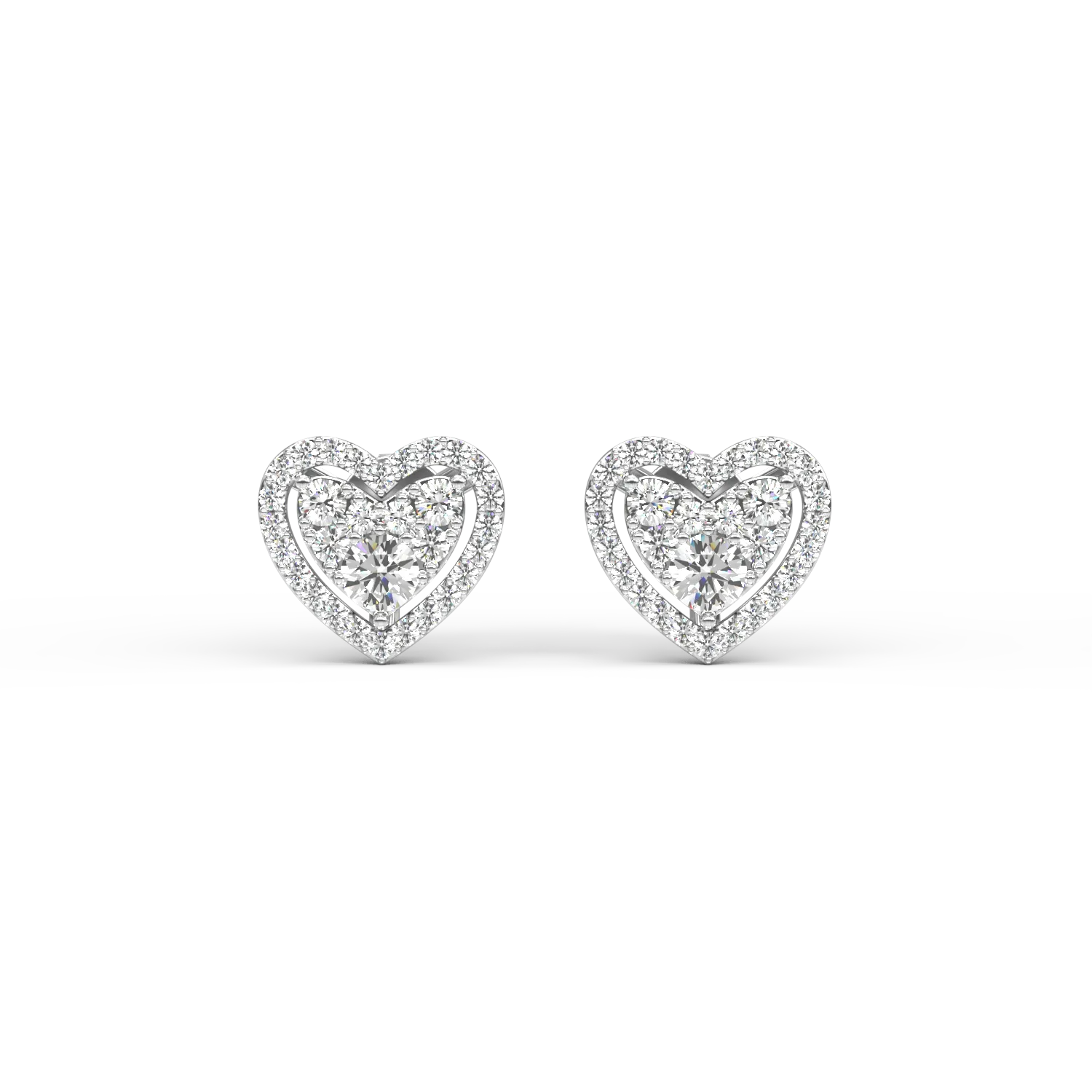 Cercei inimioare din aur alb de 18K cu diamante de 0.5ct-111583