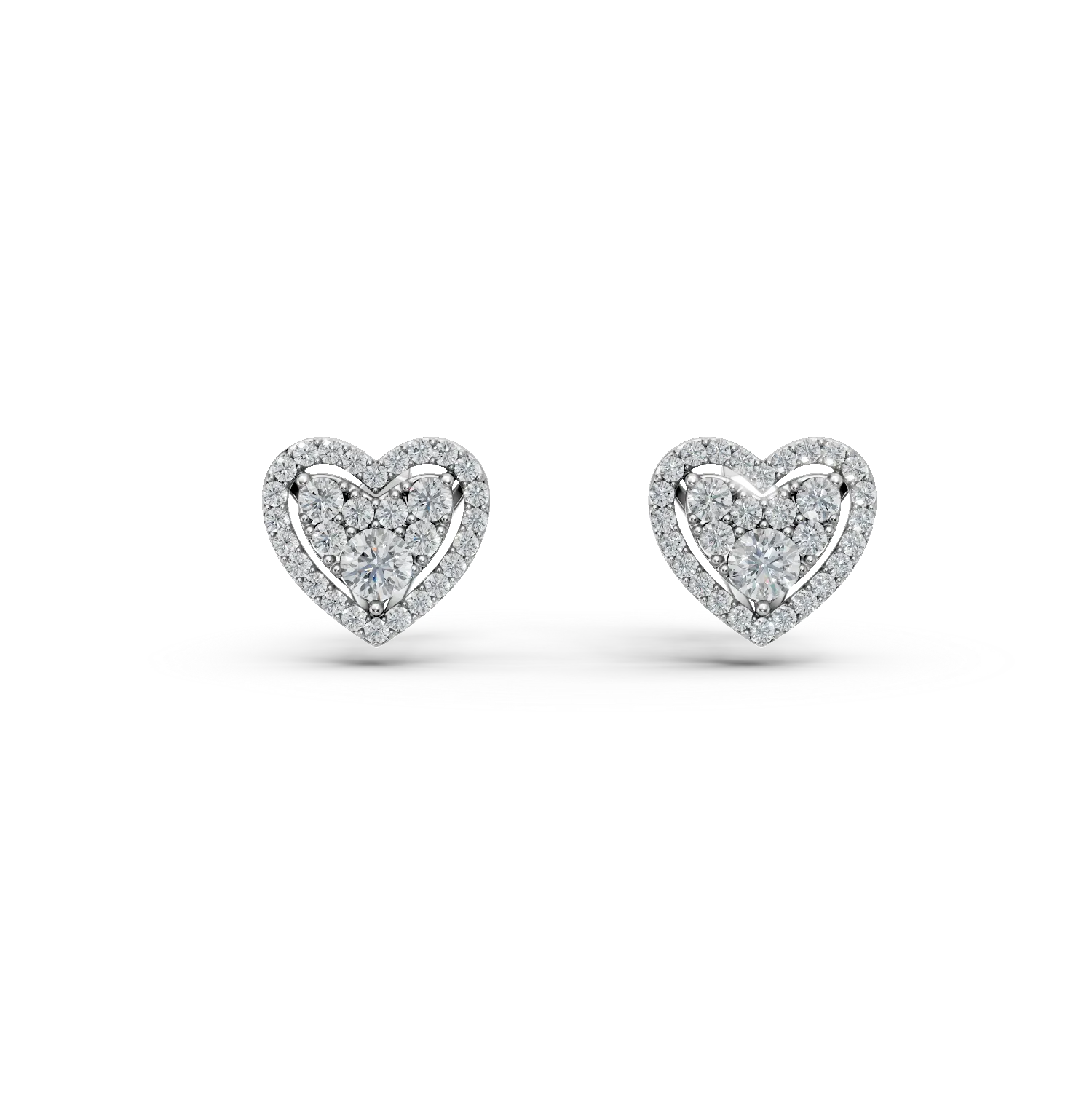 Teilor Cercei inimioare din aur alb cu diamante de 0.5ct