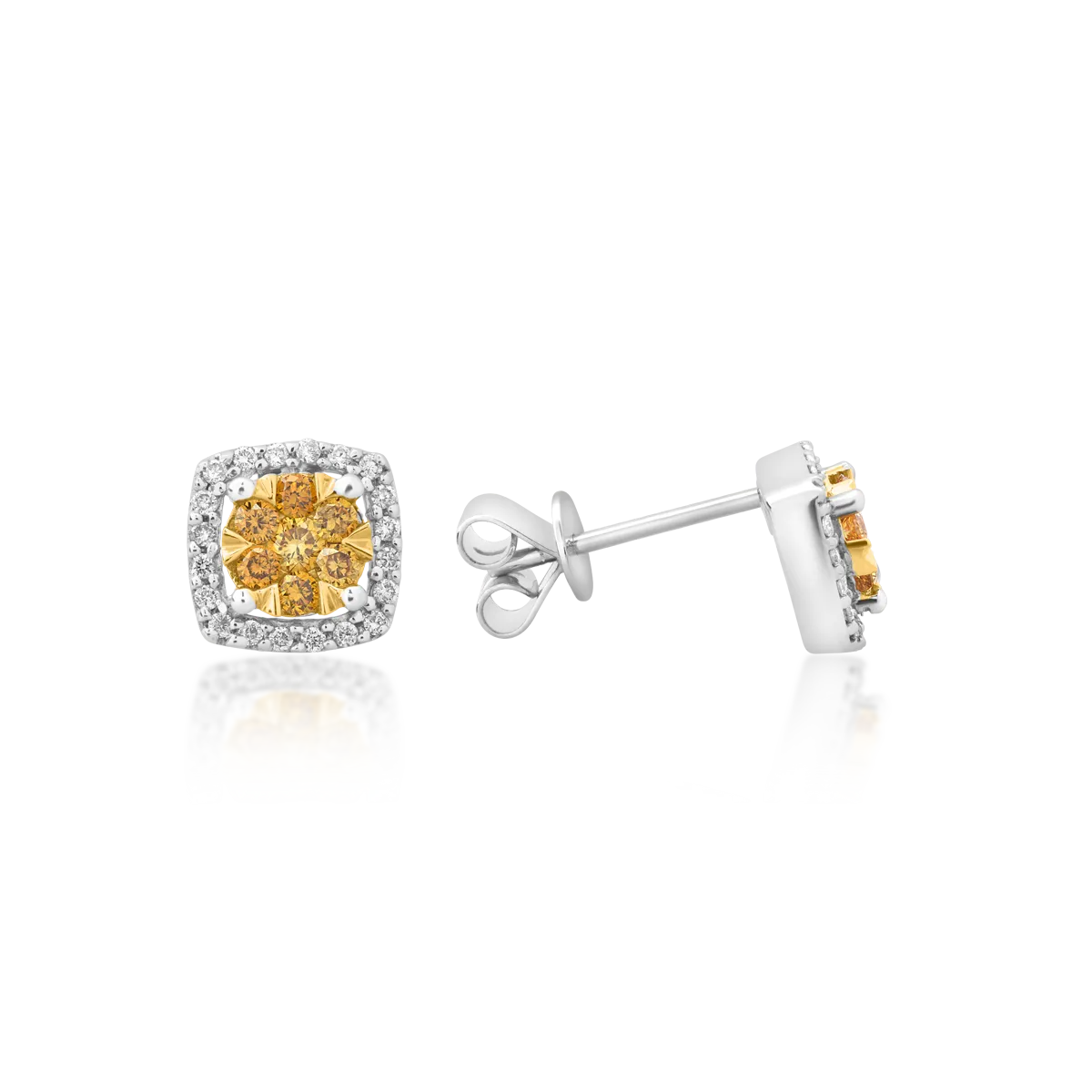 14 k fehér arany fülbevalók, mintegy 0.314ct és gyémánt 0,137ct