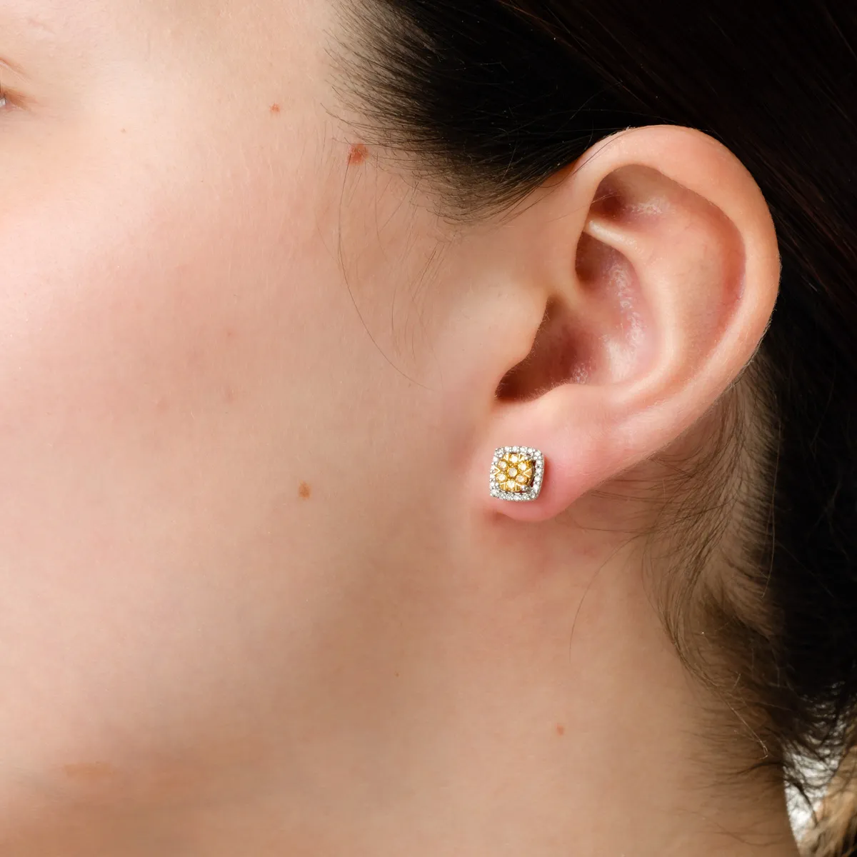 14 k fehér arany fülbevalók, mintegy 0.314ct és gyémánt 0,137ct