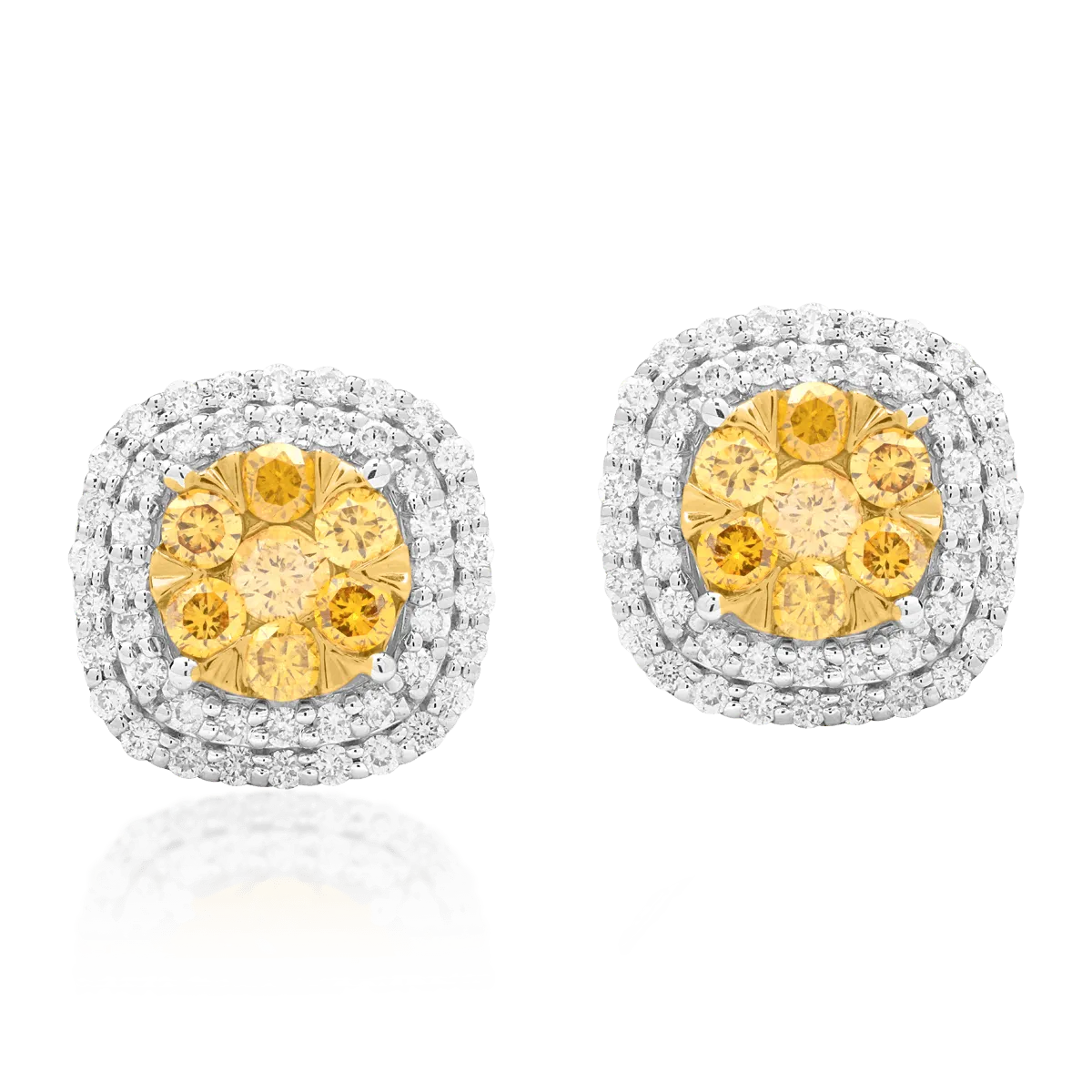 14K white gold earrings with 0.568ct fancy diamond and 0.426ct diamonds-111585