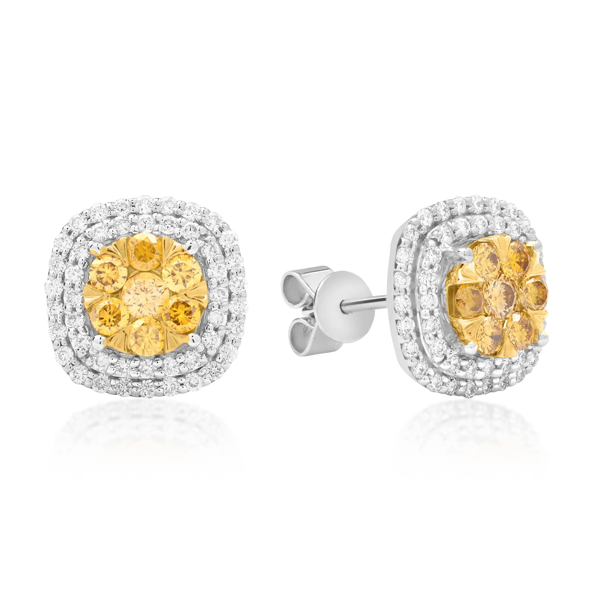 14 k fehér arany fülbevaló gyémánt díszítéssel 0,568ct és gyémánt 0.426ct