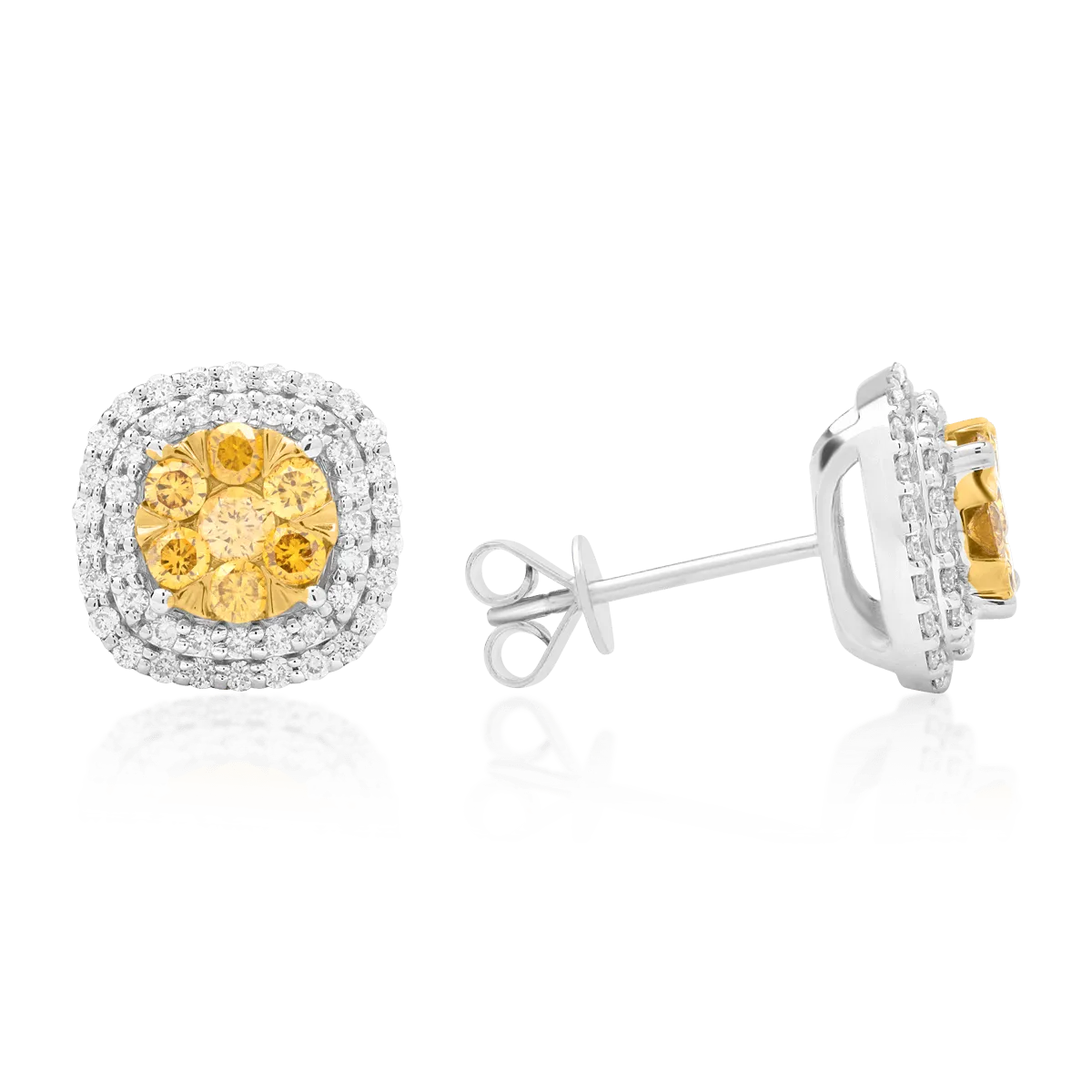 14 k fehér arany fülbevaló gyémánt díszítéssel 0,568ct és gyémánt 0.426ct