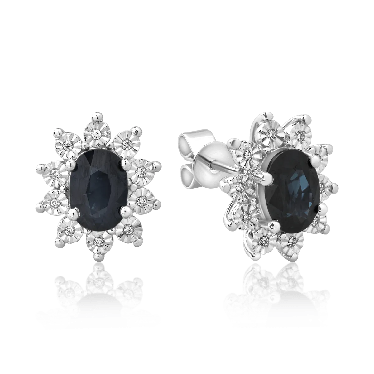 14K white gold earrings with 1.95ct sapphires and 0.05ct diamonds