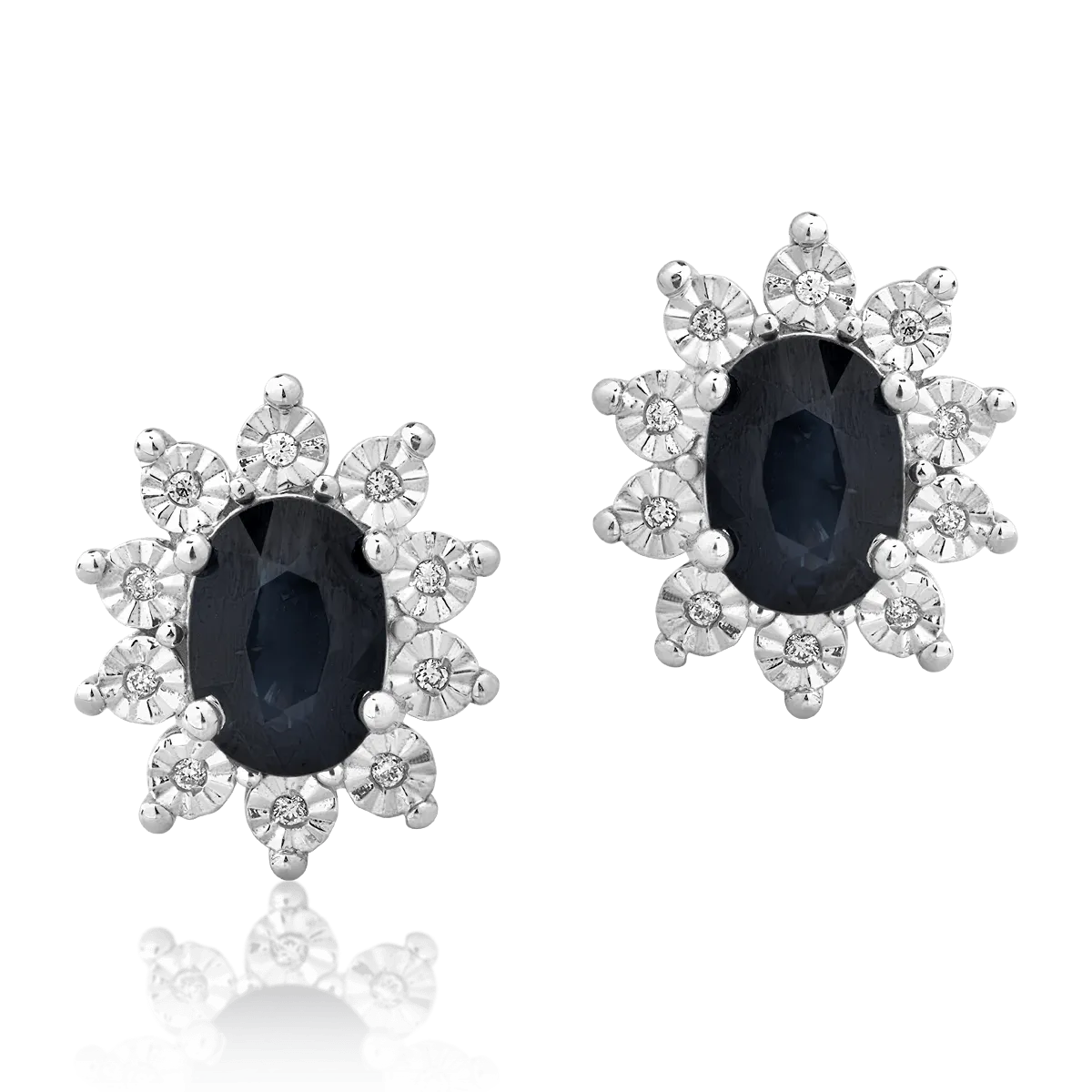14K white gold earrings with 1.95ct sapphires and 0.05ct diamonds