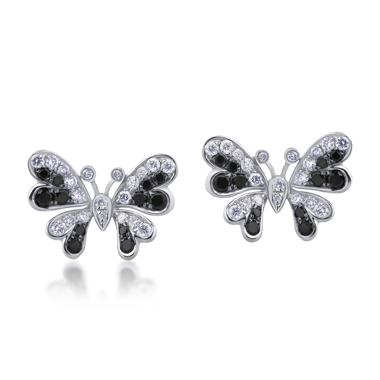 Cercei din aur alb cu diamante negre de 0.31ct si diamante transparente de 0.32ct