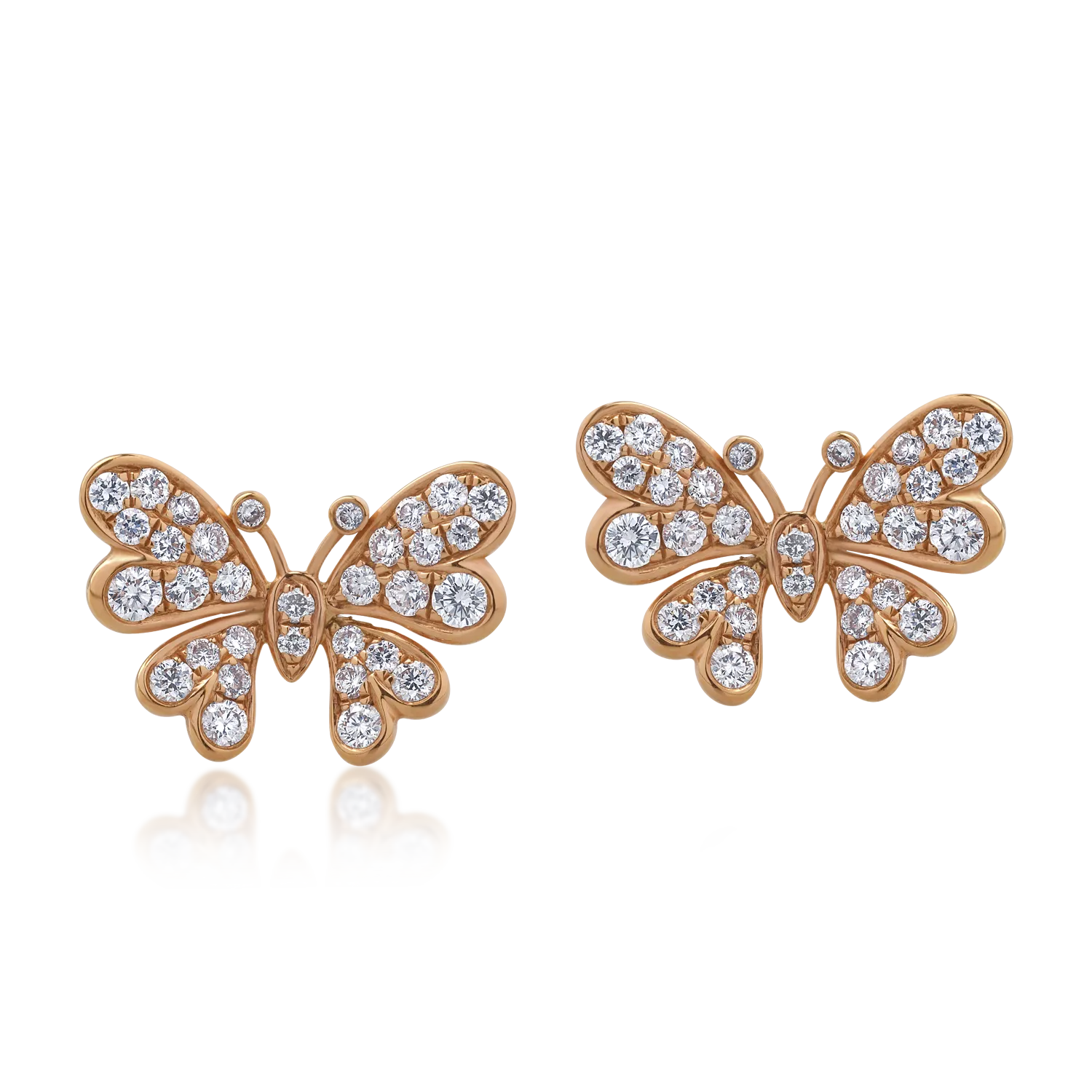 Cercei din aur roz de 18K cu diamante de 0.61ct