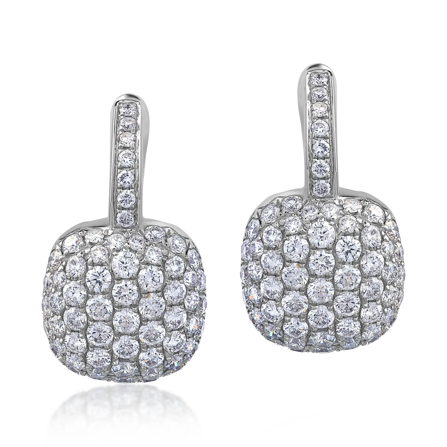 18K white gold earrings with 1.74ct diamonds