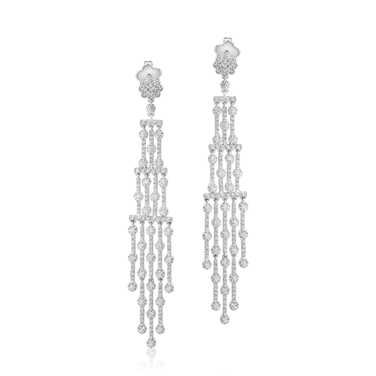 Cercei din aur alb de 18K cu diamante de 3.92ct