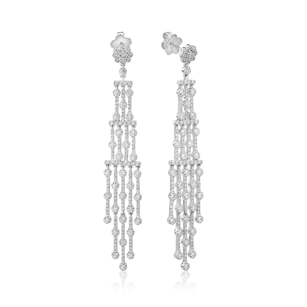 Cercei din aur alb de 18K cu diamante de 3.92ct