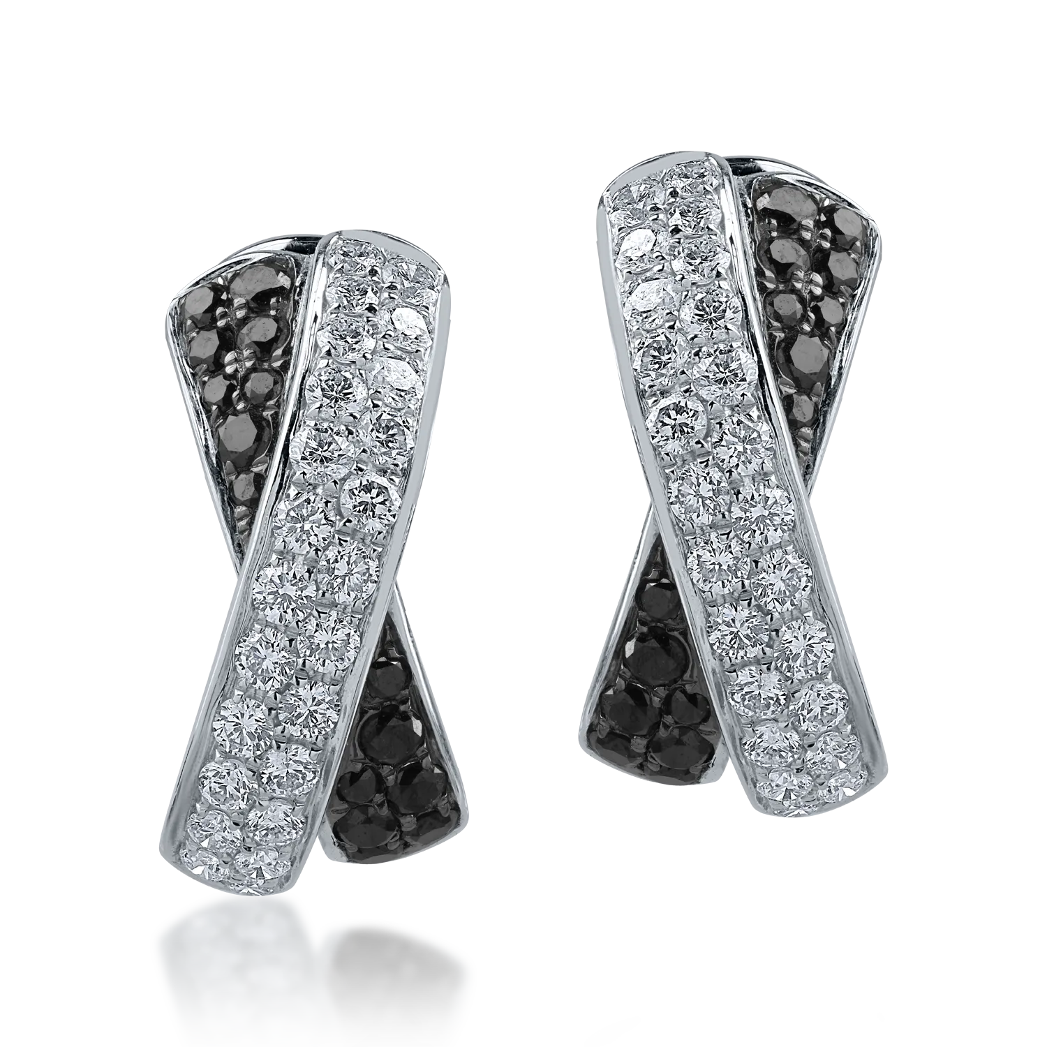 Cercei din aur alb cu diamante transparente de 0.78ct si diamante negre de 0.41ct-111634