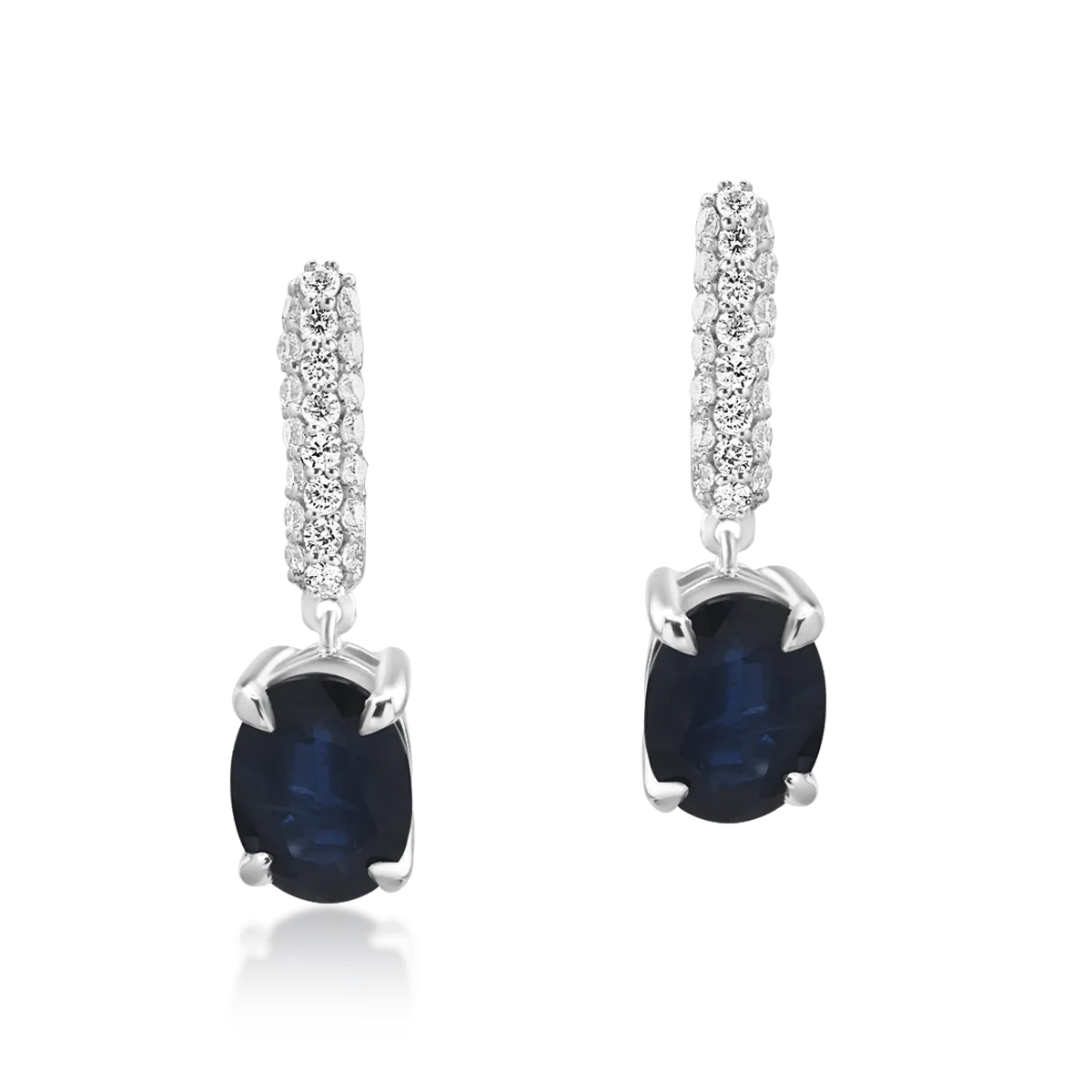 Teilor Cercei din aur alb cu safire ovale de 2.019ct si diamante de 0.221ct