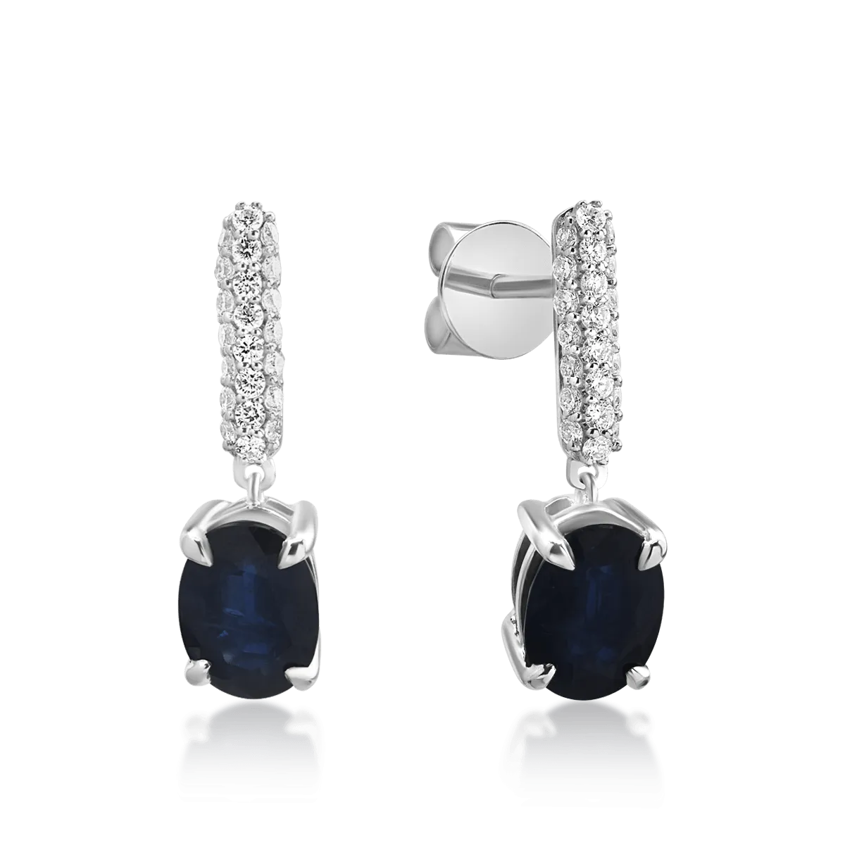 TEILOR Cercei din aur alb cu safire ovale de 2.019ct si diamante de 0.221ct