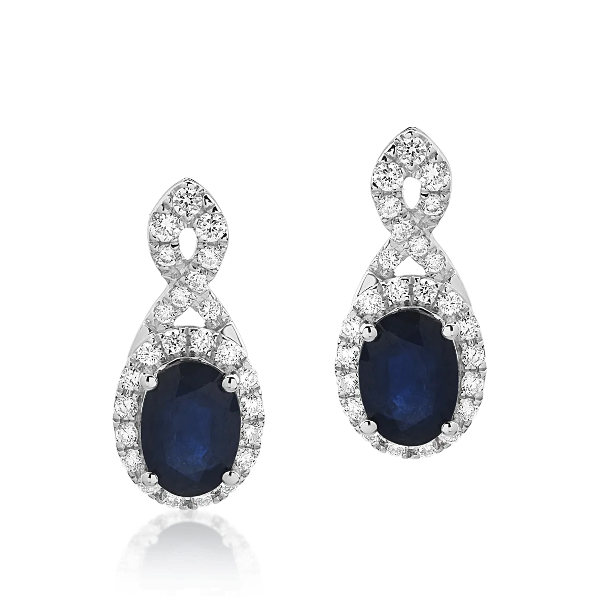 Cercei din aur alb cu safire de 1.816ct si diamante de 0.386ct