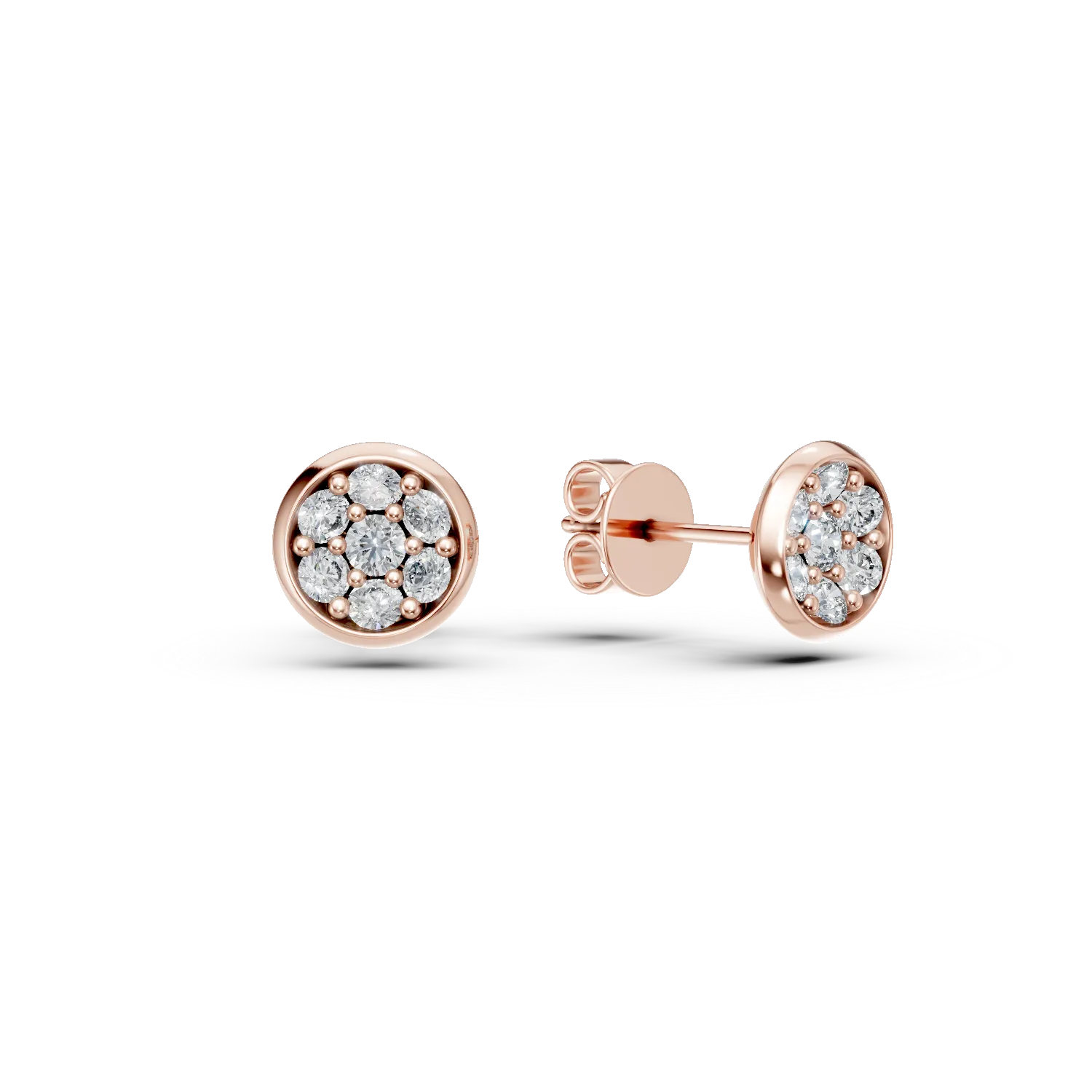 14k rózsaszín arany fülbevaló gyémántokkal 0.8ct