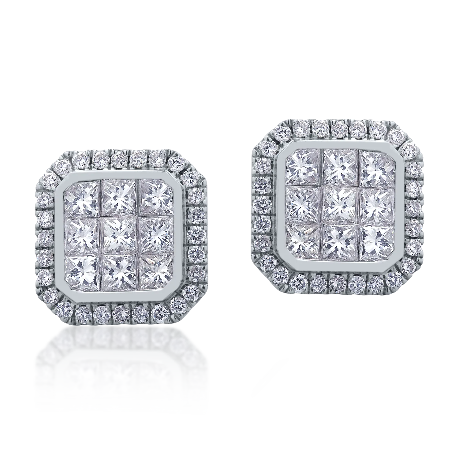 Kolczyki z białego 14K złota z brylantami o masie 1.03ct