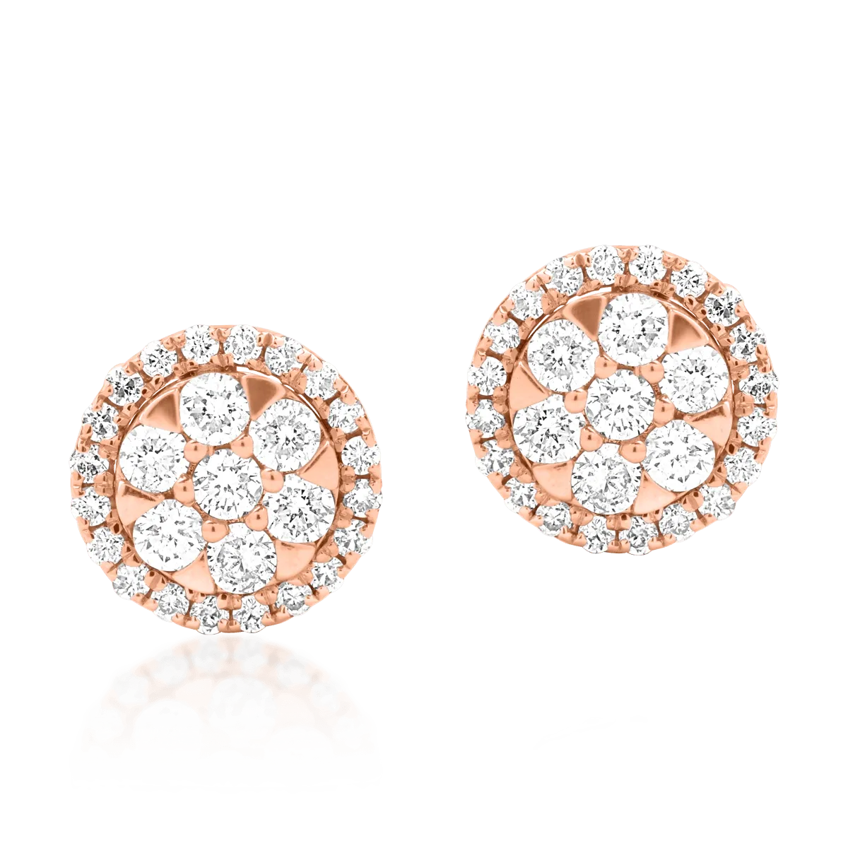14k rózsaszín arany fülbevaló 0.44ct gyémántokkal