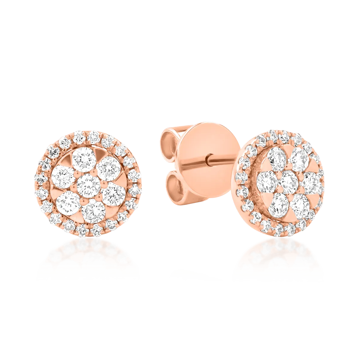14k rózsaszín arany fülbevaló 0.44ct gyémántokkal