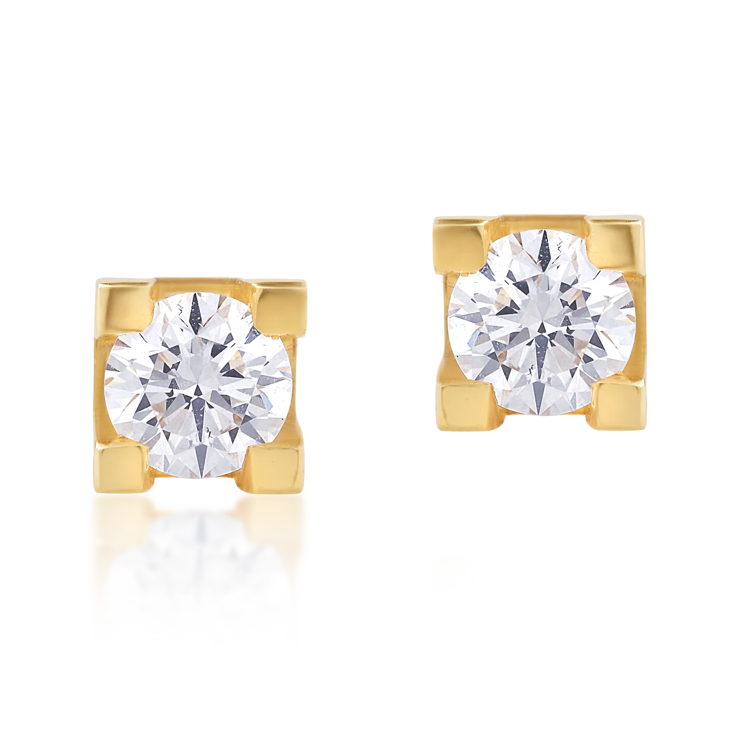 Cercei din aur galben de 18K cu diamante de 0.61ct