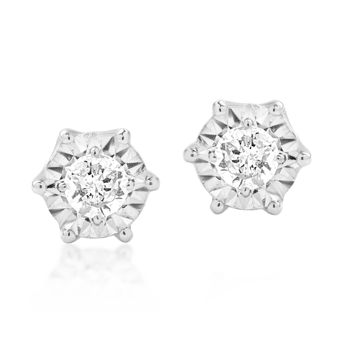 Cercei din aur alb cu diamante de 0.18ct
