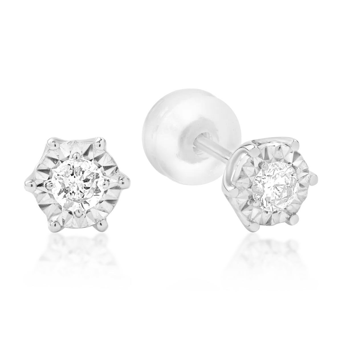 Cercei din aur alb cu diamante de 0.18ct