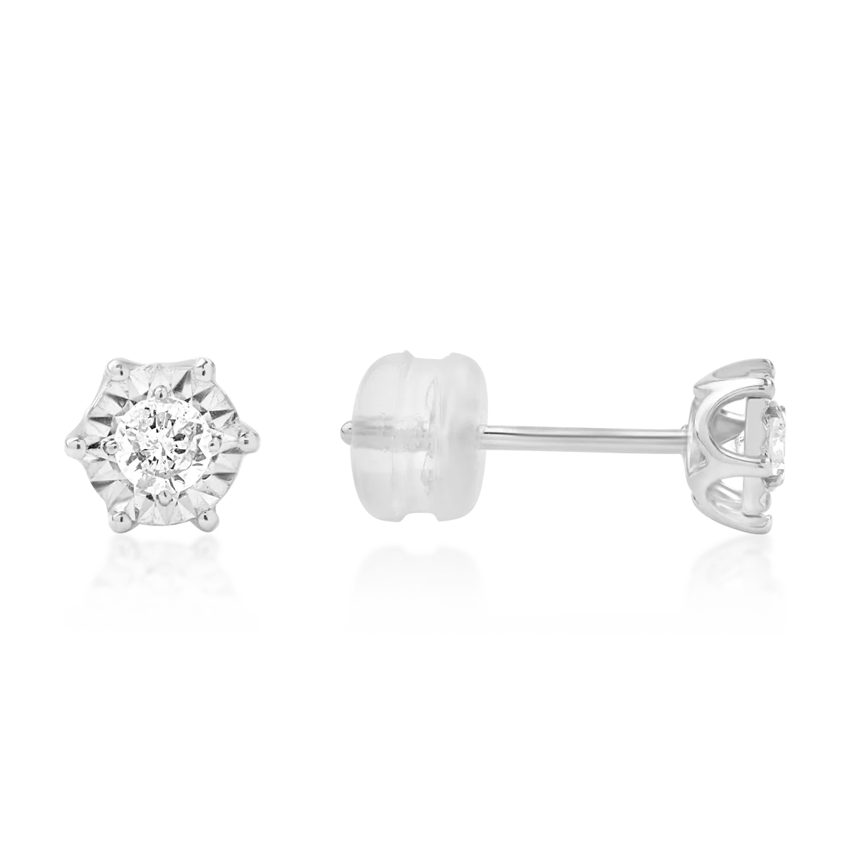 Cercei din aur alb cu diamante de 0.18ct