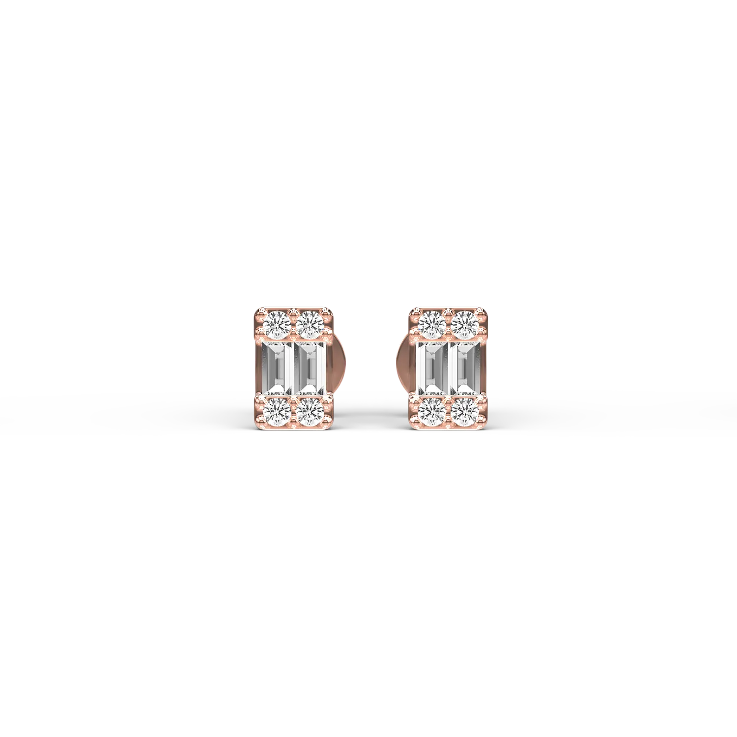 Cercei din aur roz de 18K cu diamante de 0.17ct