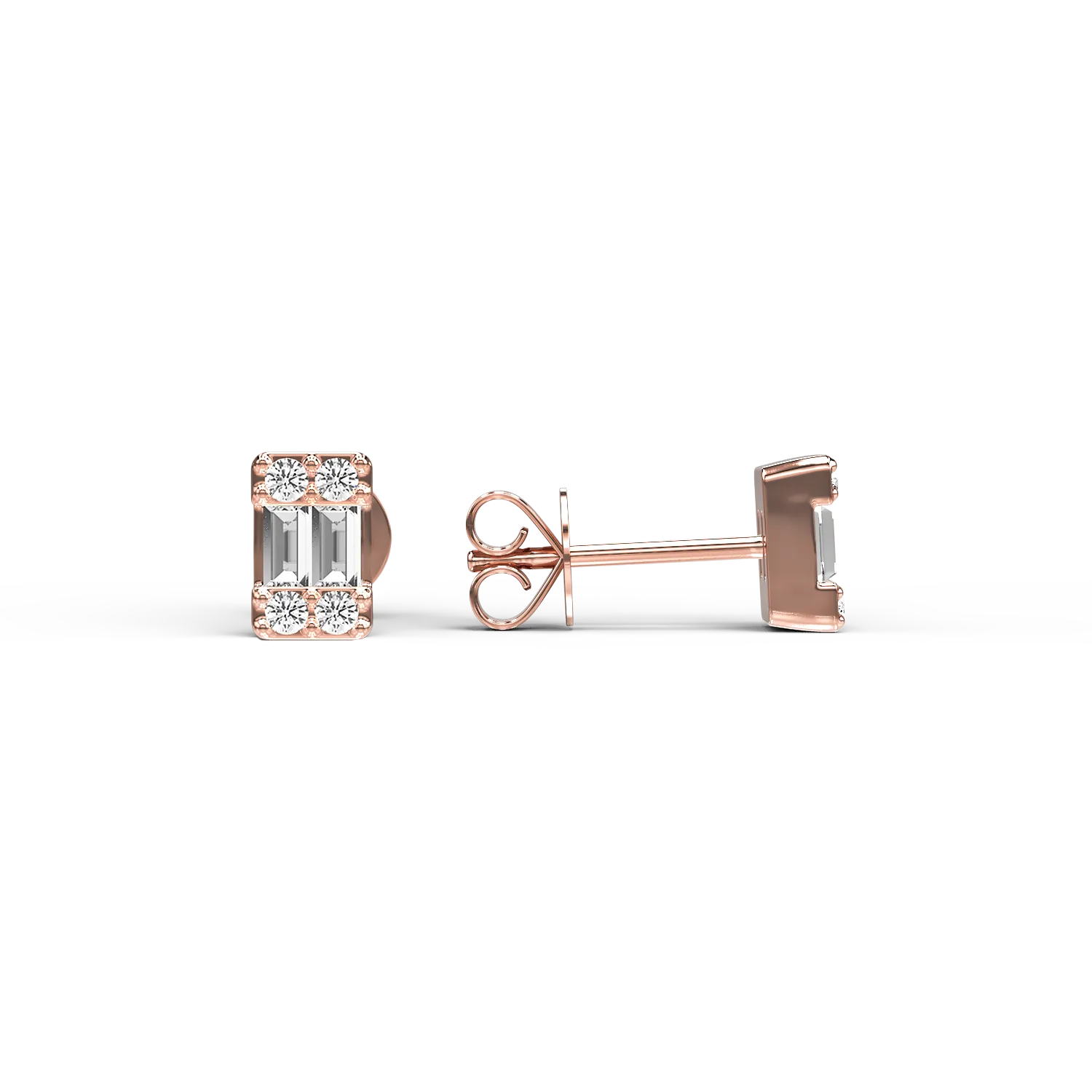 Cercei din aur roz de 18K cu diamante de 0.17ct