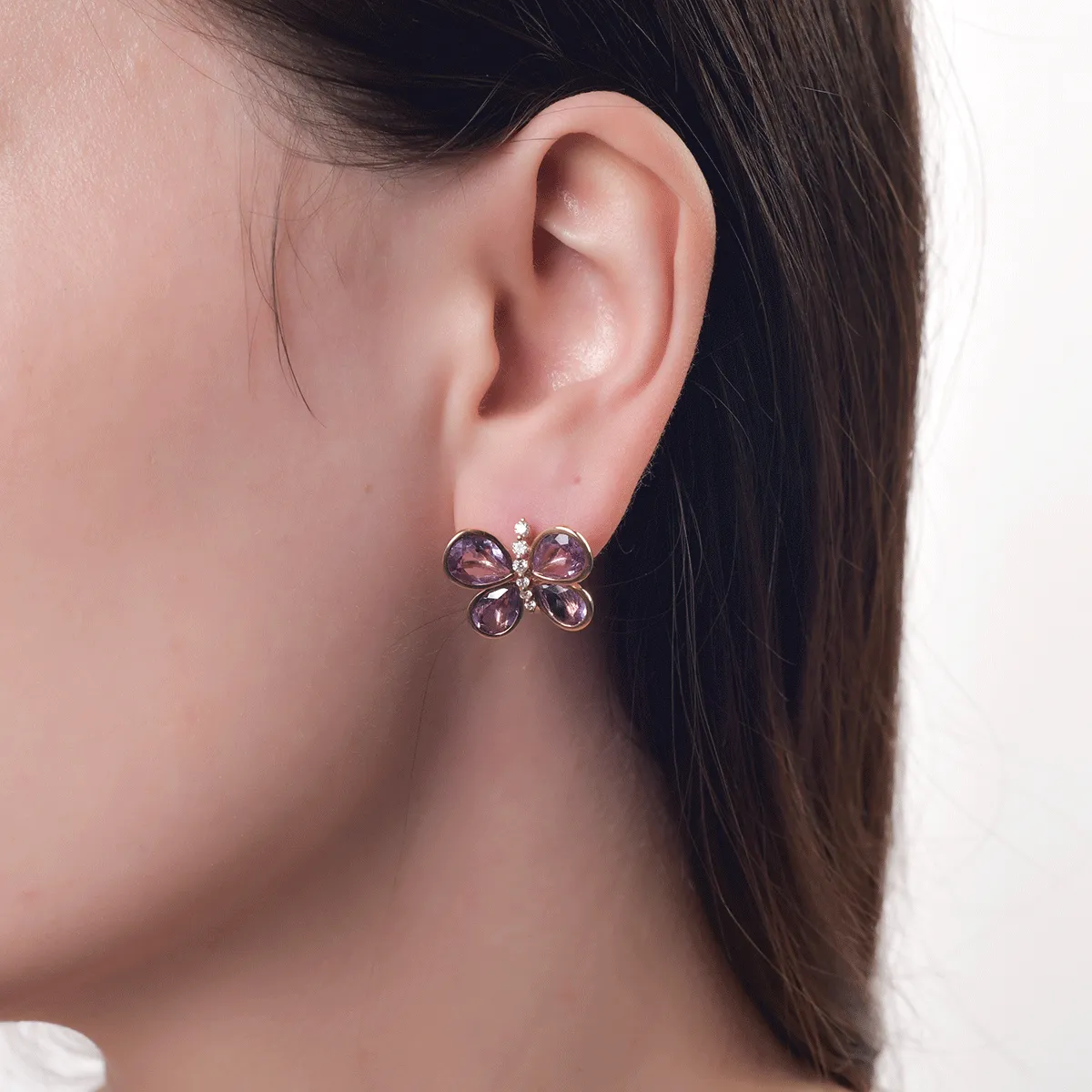 18K rose gold earrings with 7.93ct amethysts and 0.296ct diamonds.