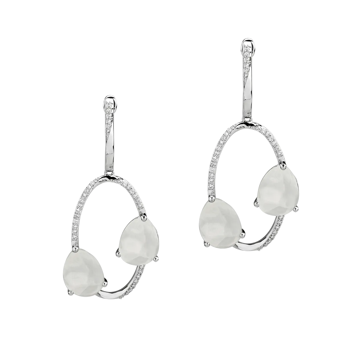 18K white gold earrings with 7.223ct white moonstone and 0.277ct diamonds