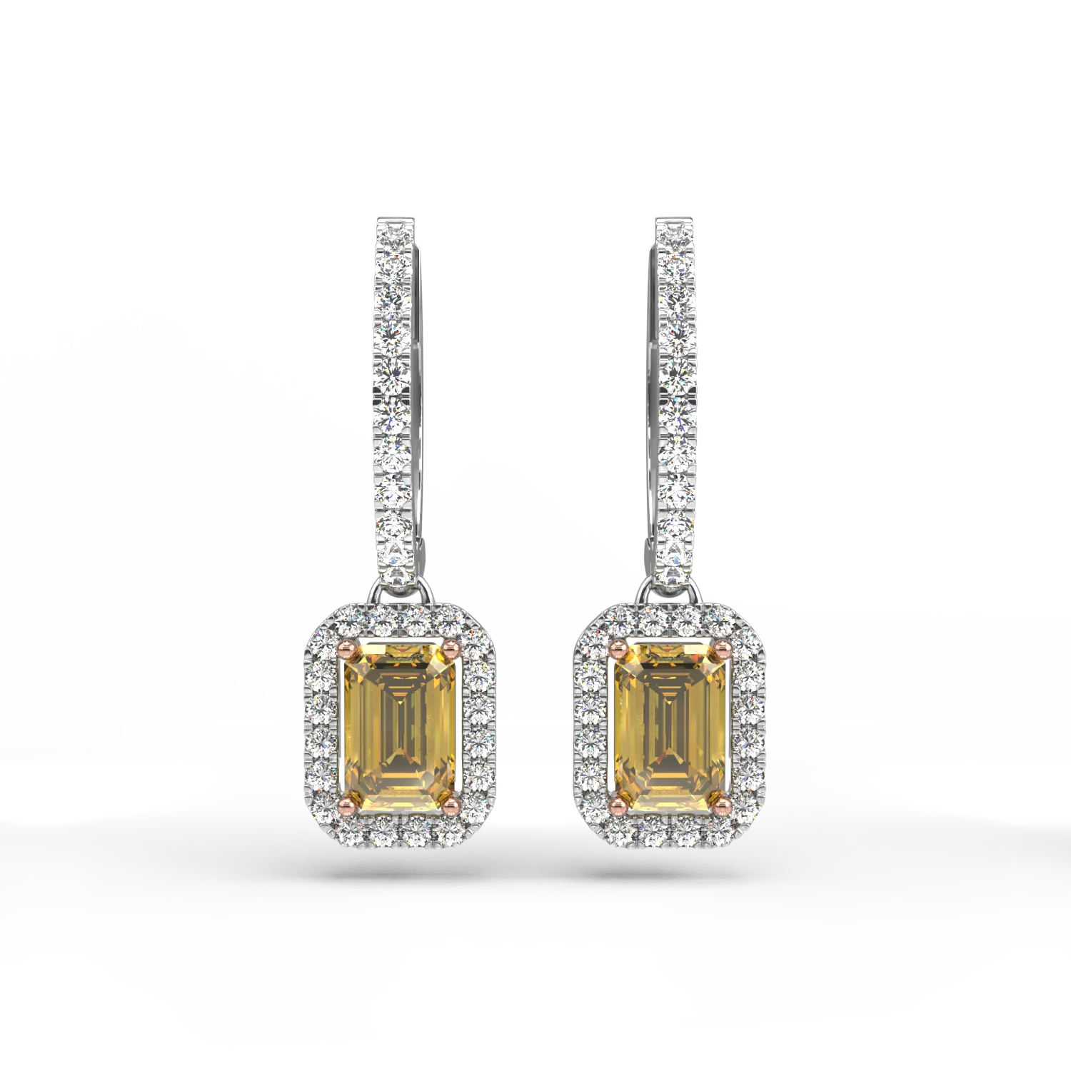 18K white gold earrings with 1.11ct yellow sapphires and 0.37ct diamonds